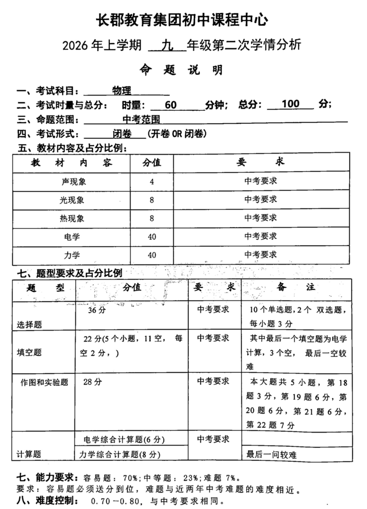 图片[4]-26春长郡二模(5.11-5.12)考试命题说明-全科